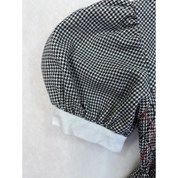 Baby Togs Smocked Dress Black Check Red Trim Girls 5 Puff Sleeve - Picture 6 of 9